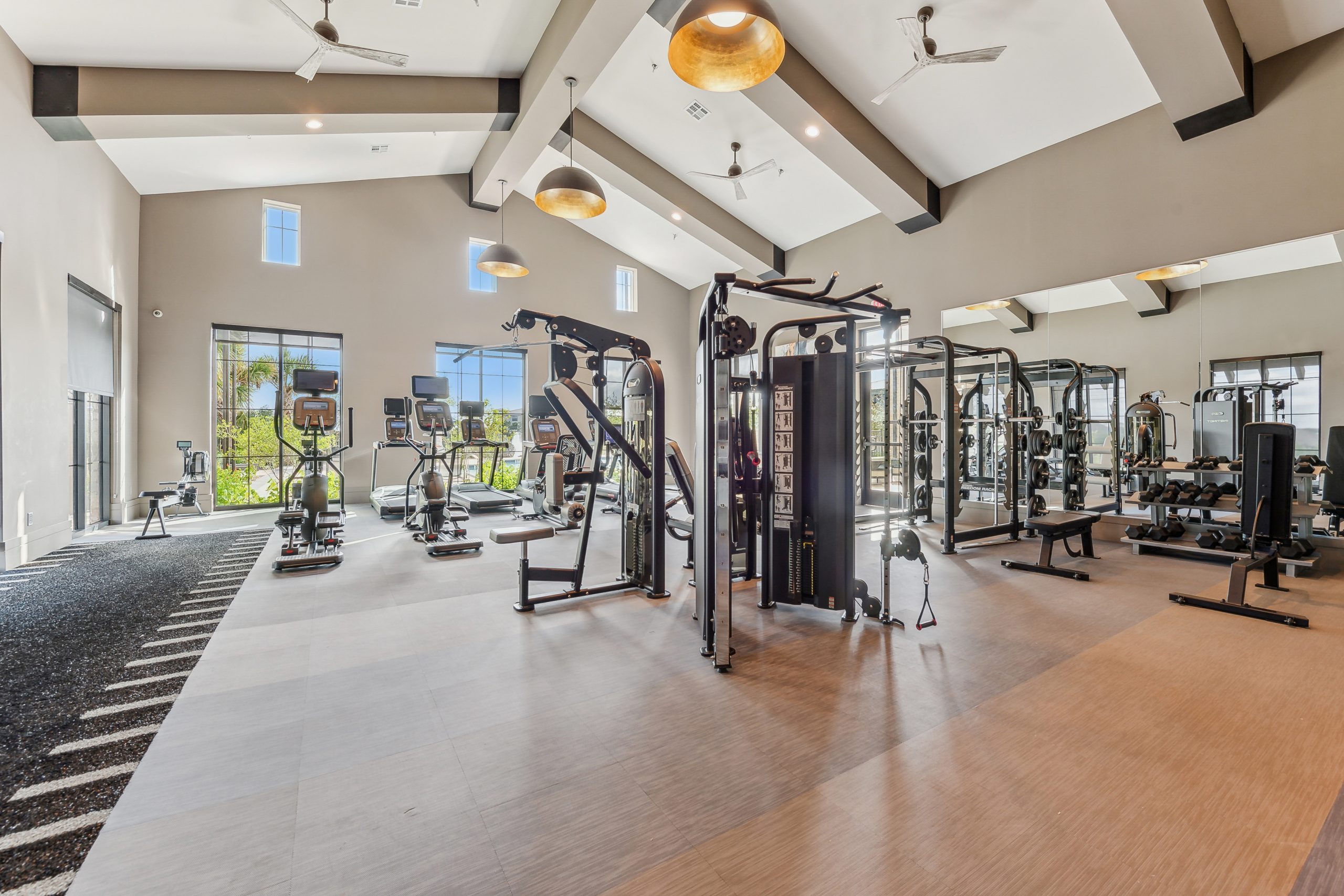 Full fitness center with modern equipment